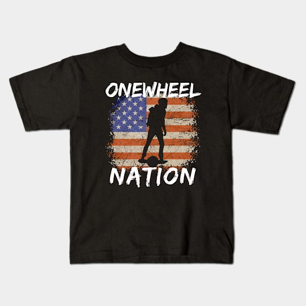 Onewheel Nation American Rider Kids T-Shirt by Funky Prints Merch
